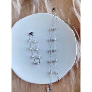 Fresh water pearl stationary style necklace& bracelet sets